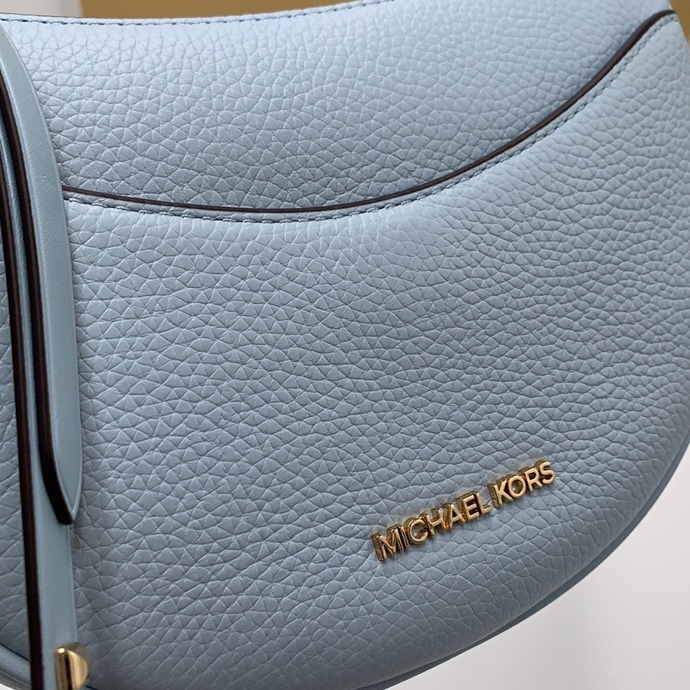 MICHAEL KORS Dover Small Half Moon Leather Crossbody Bag Vista Blue color - Picture 14 of 16